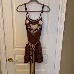 Mini Bubble Hem Dress -  Brown/Burgundy - size 4??